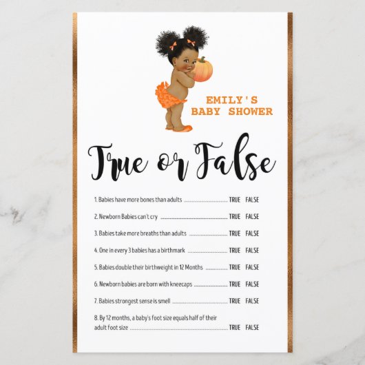 Papier Petit Baby shower Citrouille IMPRIMÉ (Devant)