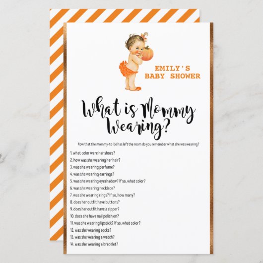 Papier Petit Baby shower Citrouille IMPRIMÉ (Devant / Derrière)