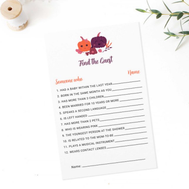 Papier Petit Baby shower Citrouille Trouvez le jeu d'invi (Créateur téléchargé)