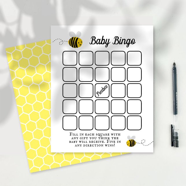Papier Petit Baby shower d'abeilles de miel doux Bingo (Créateur téléchargé)