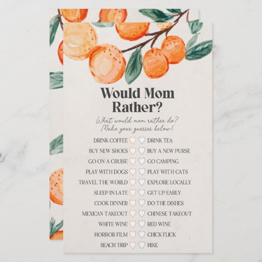 Papier petit baby shower mignonne à maman plutôt jeu (Devant / Derrière)