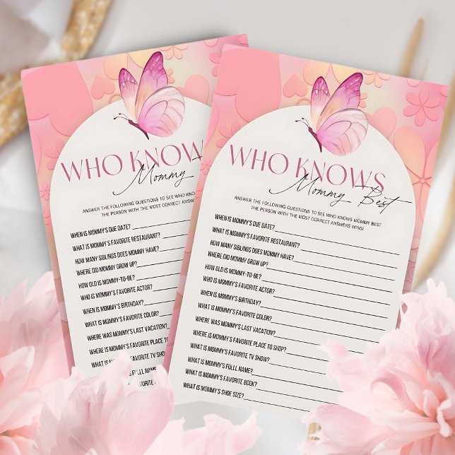 Papier Petit Baby shower Papillon Qui connaît maman Meill (Créateur téléchargé)