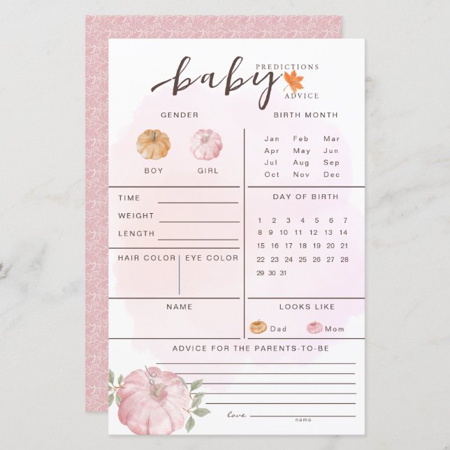 Papier Petit Citrouille Automne Automne Automne Baby Pred (Devant / Derrière)