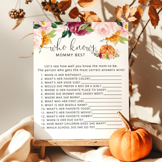 Papier Petit citrouille floral Qui connaît maman meilleur (Créateur téléchargé)