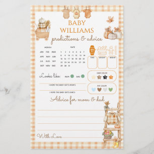Papier Petit Citrouille Rustic Farm Baby shower d'automne