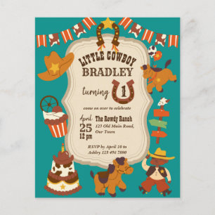 Papier Petit cowboy anniversaire de enfant invitation du