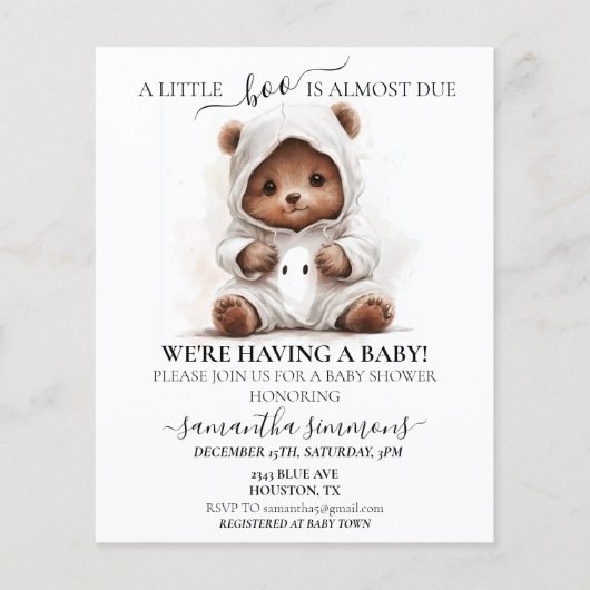 Papier Petit Fantôme Halloween Bébé ours (Devant)