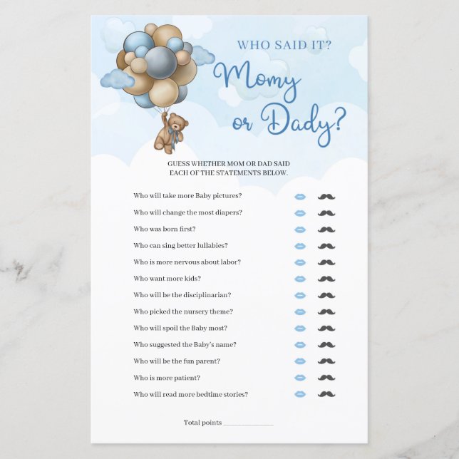 Papier Petit garçon en peluche ours ballons marron maman  (Devant)