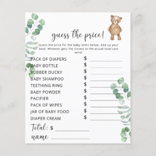 Papier Petit jeu de devinette de prix d'ours