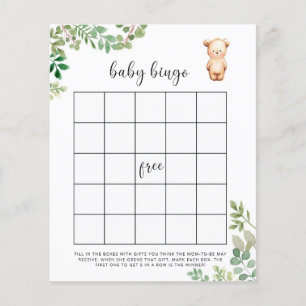 Papier Petit ours Baby shower jeu de bingo