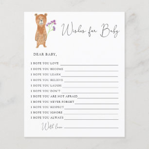 Papier Petit ours d'ours - Voeux pour bébé