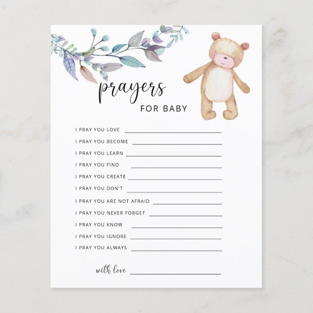 Papier Petit ours - prières pour bébé (Devant)