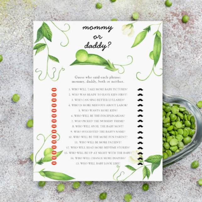 Papier Petit pois - maman ou papa jeu de baby shower (Créateur téléchargé)