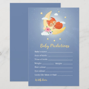 Papier Petit renard mignon sur la lune bébé prédictions j