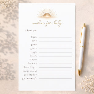 Papier Petit thème de soleil souhaite conseils pour bébé