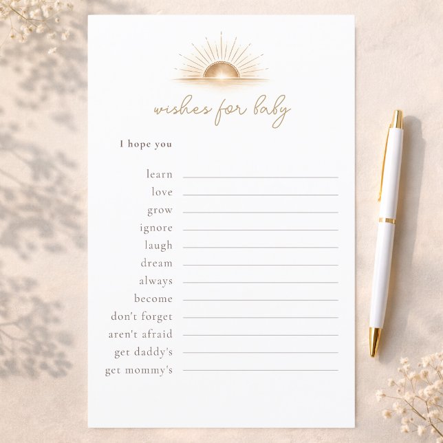 Papier Petit thème de soleil souhaite conseils pour bébé  (Créateur téléchargé)