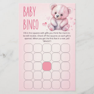 Papier Petite amoureuse ours Baby shower jeu de bingo