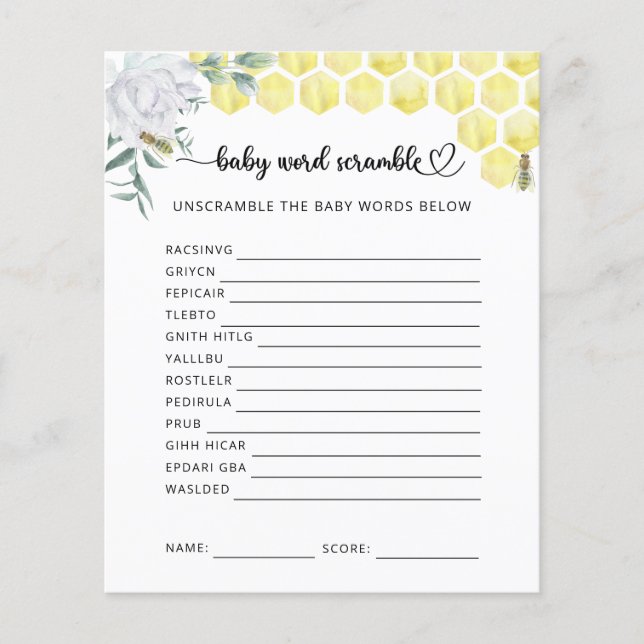 Papier Petite Bébé Abeille Scramble (Devant)
