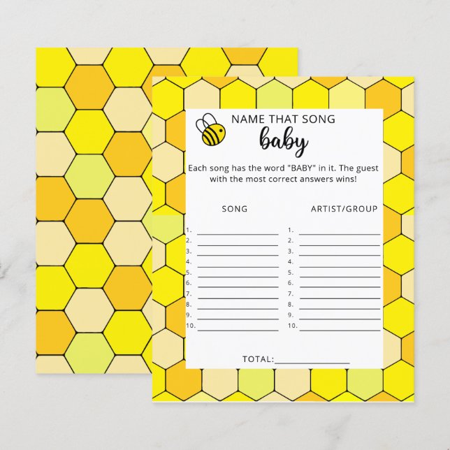 Papier Petite chanson pour bébé abeille (Devant / Derrière)