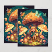 Papier Petite elve de fille parmi les champignons (Devant / Derrière)