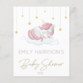 Papier Petite fille rose Unicorn Voeux pour bébé (Dos)