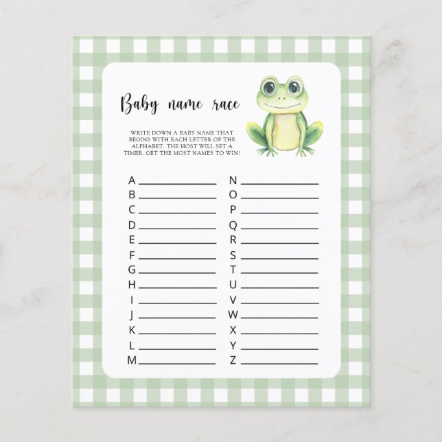 Papier Petite grenouille - Baby name race jeu (Devant)