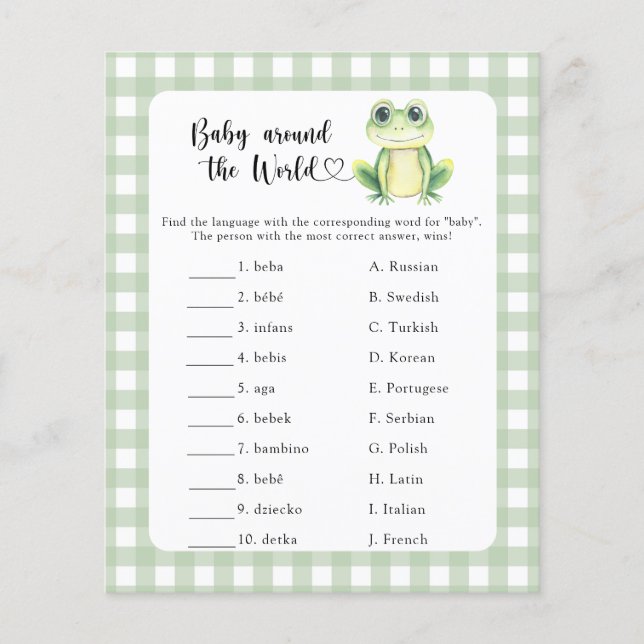 Papier Petite grenouille - Bébé autour du Monde (Devant)