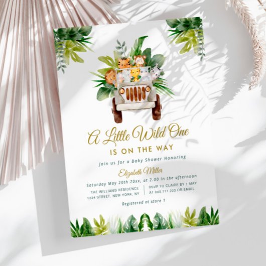 Papier petite invitation au baby shower jungle sauvage