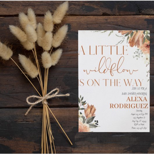 Papier Petite invitation pour Baby shower Floral Boho Lit