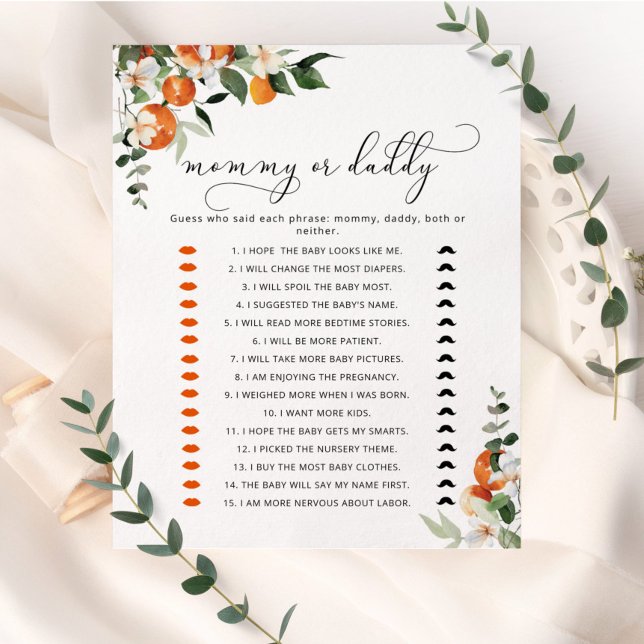 Papier Petite maman mignonne ou papa jeu de baby shower (Créateur téléchargé)