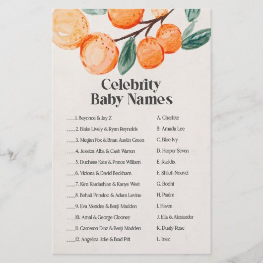 Papier petite mignonne baby shower célébrité bébé jeu de  (Devant)