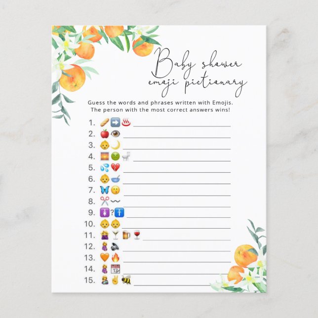 Papier Petite mignonne Emoji jeu d'images baby shower (Devant)