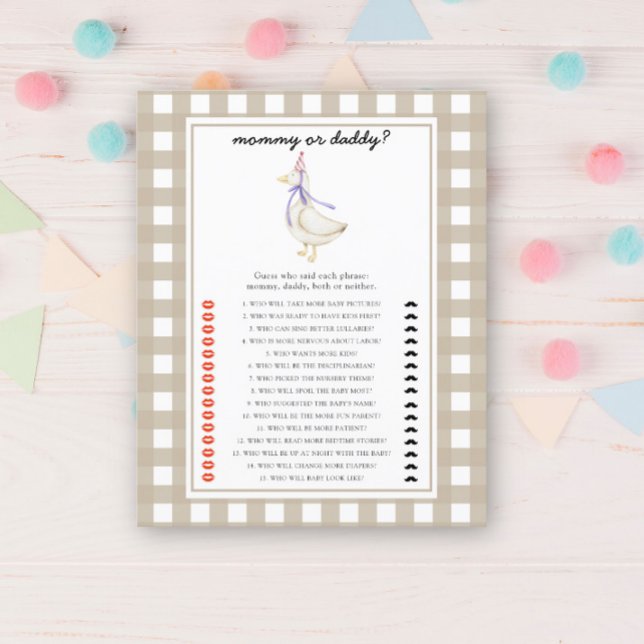 Papier Petite oie - maman ou papa jeu de baby shower (Créateur téléchargé)