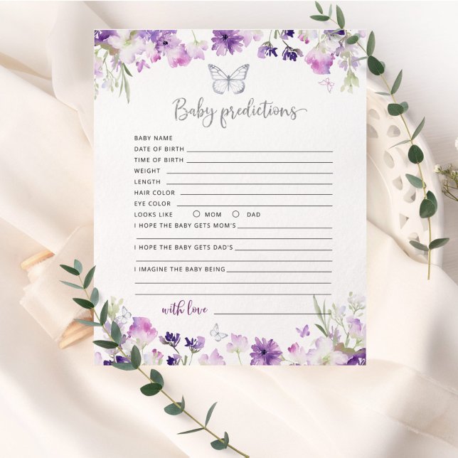 Papier Petite papillon violet argent argent bébé prédicti (Créateur téléchargé)