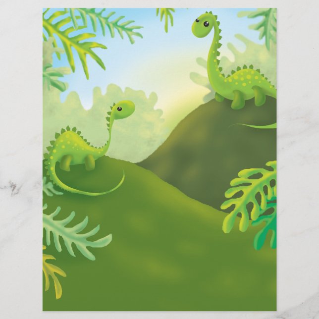 Papier petite scène de terrain de dinosaure (Devant)
