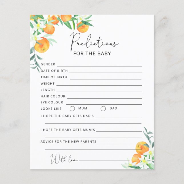 Papier Petites prédictions mignonnes pour bébé (Devant)