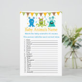 Papier Petits monstres mignons Bébé Animaux Nom Jeu (Debout devant)