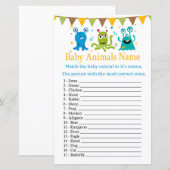 Papier Petits monstres mignons Bébé Animaux Nom Jeu (Devant / Derrière)