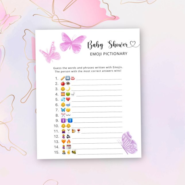 Papier Petits papillons - jeu de pictionary emoji pour ba (Créateur téléchargé)