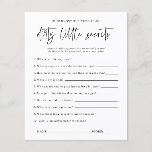 Papier Petits Secrets Coquins | Jeu de l'Enterrement de V (Devant)