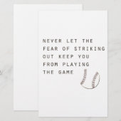 Papier peur de frapper un inspirant baseball moderne (Devant / Derrière)