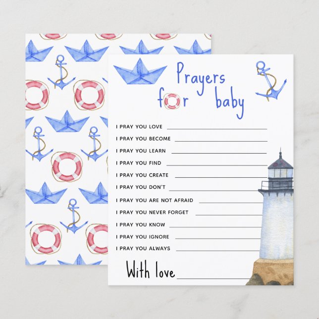 Papier Phare à l'aquarelle - prières pour bébé (Devant / Derrière)