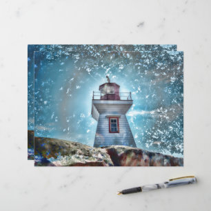 Papier Phare Océan Bleu Naïf Rustique Côté Mer
