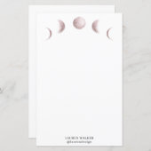 Papier phase de lune mystique rose pâle monogramme (Devant / Derrière)