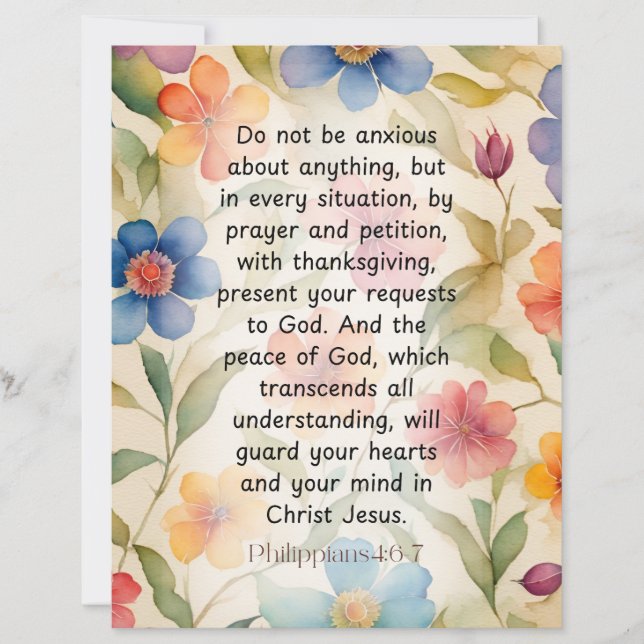 Papier Philippiens 4:6-7 Bible chrétienne Verse Aquarelle (Devant)