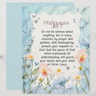 Papier Philippiens 4:6-7 Verset de la Bible chrétienne Aq