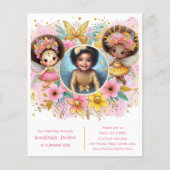 Papier Photo Anniversaire Little Black Fairy African Pink (Devant)