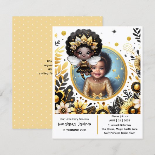 Papier Photo Anniversaire Little Black Fairy African Prin (Devant / Derrière)