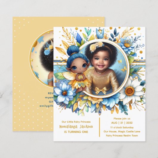 Papier Photo Anniversaire Little Black Fairy African Prin (Devant / Derrière)