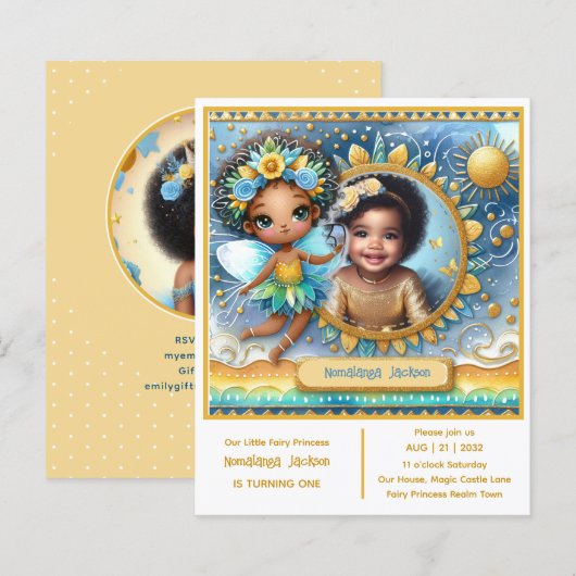 Papier Photo Anniversaire Little Black Fairy African Prin (Devant / Derrière)